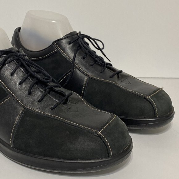 Finn Comfort Men's Black Leather Lace Up Loafer Shoes Exposed Stitching US 7.5 - Picture 3 of 14